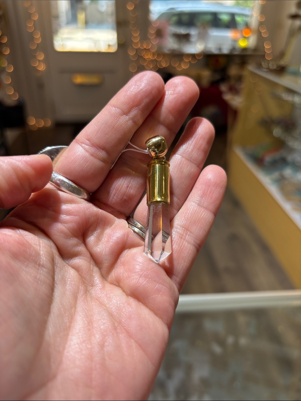 Crystal Point Pendant with Gold Bullet Cap